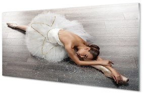 Sklenený obraz Žena biele balerína šaty 120x60 cm