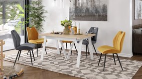 AVERY Dub Sonoma / biela spodná časť - LOFTOVÝ / PRIEMYSELNÝ STÔL DO OBÝVAČKY/ JEDÁLNE ROZKLADACÍ DO 330 cm!