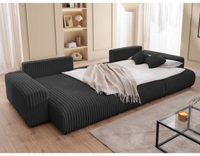 Tmavosivá menčestrová rozkladacia/s úložným priestorom rohová pohovka (do tvaru "U") Sarina – Ropez