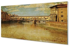 Sklenený obraz Italy River Mosty budovy 140x70 cm