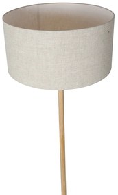 Rustikálna stojaca lampa drevená s hnedým tienidlom - Mels