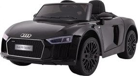 Ramiz Audi R8 Spyder na batérie Lak čierny + Diaľkové ovládanie + EVA + Pomalý štart + Rádio MP3 + LED