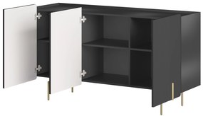 Komoda Malmi 150 cm - čierny mat / zlatá