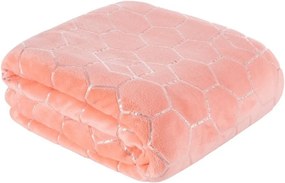 Trendy korálovo ružová hrejivá deka so strieborným geometrickým vzorom