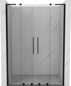 Mexen Velar L Duo, posuvné sprchové dvere do otvoru 140 cm, 8mm číre sklo, čierna matná, 871-140-003-02-70