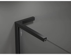 Mexen Kioto L, sprchová zástena Walk-In 100 x 200 cm, 8mm číre sklo-námraza, čierny profil, 800-100-103-70-35