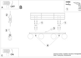 Stropné svietidlo Yoli, 4x biele sklenené tienidlo, b