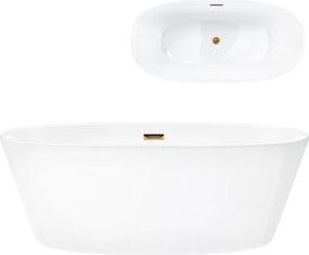 Voľne stojaca vaňa Corsan Salina 160 x 75 cm Korok klik-klak Zlatý