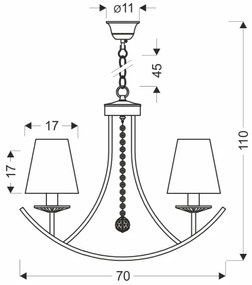 Luster na reťazi VITORIA 4xE14/40W/230V žltá/mosadz