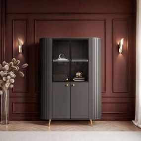 VITRÍNA LANDRY 3 ČIERNA LED 112 x 153 cm