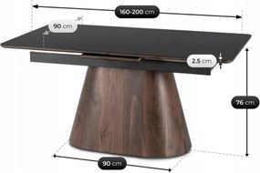 Jídelní rozkládací stůl Lizbona 160/200 cm z masivu černý/ořech