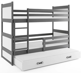 Interbeds Poschodová posteľ Rico 3 trojmiestna grafit 200cm x 90cm biela