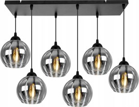 Závesné svietidlo Eliza, 6x sklenené tienidlo so vzorom