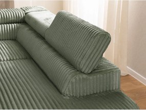 Zelená menčestrová rohová pohovka (pravý roh/do L) Marbeya – Ropez