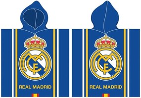 Detské froté pončo - futbalová osuška s kapucňou FC Real Madrid - motív Famoso - pre deti 3 - 6 rokov