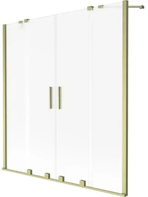 Mexen Velar Duo, 2-krídlová posuvná vaňová zástena 150 x 150 cm, 8mm sklo námraza, zlatá matná, 896-150-000-32-55