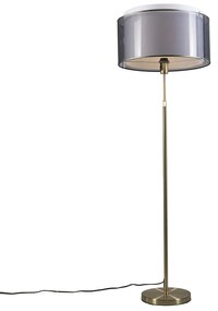 Stojaca lampa zlatá/mosadzná s čiernym/bielym tienidlom 47 cm - Parte