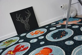 Koberec PAINT štvrťkruh G4778 - Oceán nebeský/krém