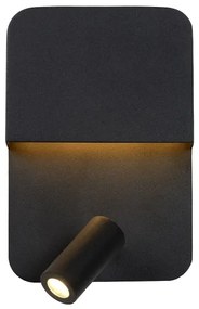 Lucide 79200/08/30 - LED Nástenné svietidlo BOXER LED/5W/230V + LED/5W USB čierna