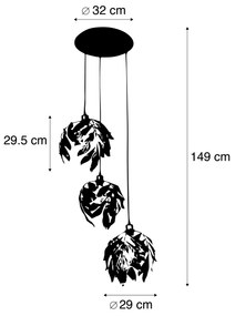 Vintage závesné svietidlo starožitné zlaté okrúhle 3-svetlo - Linden