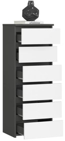 Komoda CL6 40 cm grafitově šedá/bílá