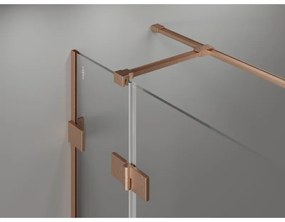 Mexen Lunar T, sklápací sprchový kút ľavý 120 x 110 cm, 8mm číre sklo, profil medená matná, 834T-120-110-65-00-L