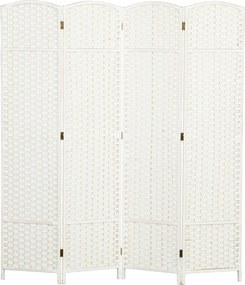 HOMCOM 4-panelový priečky 160 x 170 cm Bambusový skladací paravan pre súkromie biely | Aosom