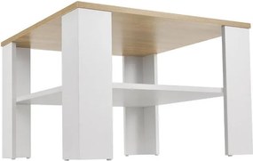 Biely konferenčný stolík s policou, 60x60 cm