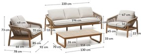 Záhradná lounge súprava z masívu akácie pre 5 v béžovo-prírodnej farbe Vellana – Kave Home