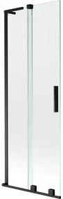 Mexen Velar L, 2-krídlová posuvná vaňová zástena 75 x 150 cm, 8mm číre sklo, čierna matná, 896-075-003-01-70