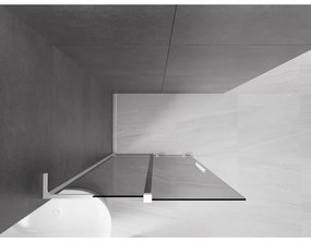 Mexen Velar L, posuvná sprchová zástena Walk-in 100 x 200 cm, 8mm šedé sklo, biela matná, 871-100-003-43-20