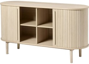 Komoda v dekore duba s posuvnými dverami v prírodnej farbe 140x76x45 cm Meta – Unique Furniture
