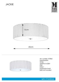 Biele stropné svietidlo Markslöjd Jackie Plafond 3L, ⌀ 45 cm