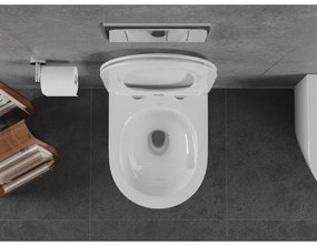 Mexen Lena, závesná WC misa 490x360x340 mm, Rimless Tornádo + toaletné WC sedadlo z duroplastu, biela lesklá, 30220400T