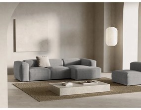 Svetlosivá menčestrová rohová pohovka (pravý roh/s leňoškou) Bergano – Cosmopolitan Design