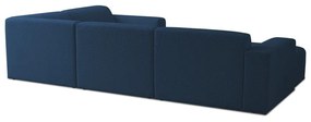 Tmavomodrá rohová pohovka z textílie buklé (do "U") Roxy – Scandic