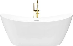 Rea Ferrano Slim, voľne stojaca vaňa 170x73 cm, biela, medený click-clack, KPL-W8330