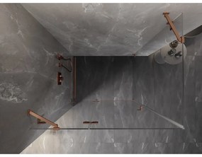 Mexen Lunar, výklopný sprchový kút ľavý 100 x 70 cm, 8mm číre sklo, profil medená matná, 834-100-070-65-00-L