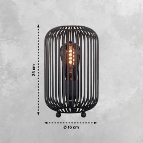 Čierna stolová lampa s kovovým tienidlom (výška 25 cm) Cage – Fischer &amp; Honsel