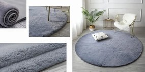 Protišmykový koberec RABBIT strieborný kruh