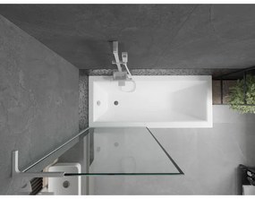 Mexen Next L, 1-krídlová vaňová zástena 80 x 150 cm, 6mm číre sklo-čierny vzor, biely profil, 895-080-000-03-70-20