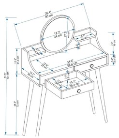 Designový toaletní stolek Melinda bílý
