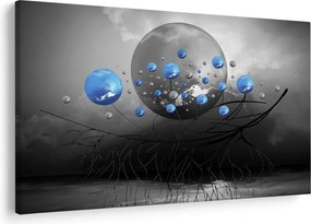 Obraz modrých abstraktných gulí (90x60 cm)