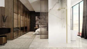 Rea Aero Ombre, sprchová zástena Walk-In 90x195 cm, 8mm číre sklo s bielym vzorom, zlatý matný profil, REA-K2463