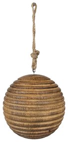 Drevená ryhovaná závesná guľa - Ø 8*8 cm