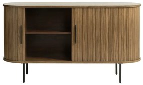Hnedá nízka komoda v dekore duba s posuvnými dverami 140x76 cm Nola – Unique Furniture