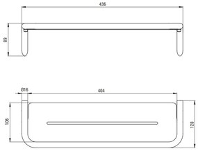 Deante Silia, nástenná polička 436x124x89 mm, chrómová, DEA-ADI_0511