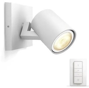 PHILIPS HUE Nástenné bodové LED inteligentné osvetlenie HUE RUNNER, 1xGU10, 5W, teplá biela-studená biela, biele