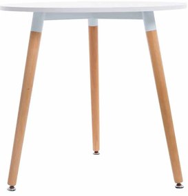 Jedálenský stôl okrúhly Angar, nohy natura - v75 x Ø80 cm - Biela