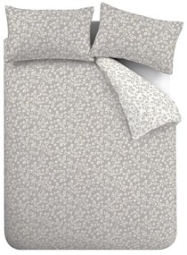 Sivé flanelové obliečky na dvojlôžko/predĺžené 230x220 cm Grace Floral Leaf – Catherine Lansfield
